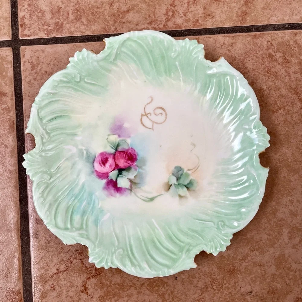 Vintage French Limoges Porcelain Monogrammed Plates 3